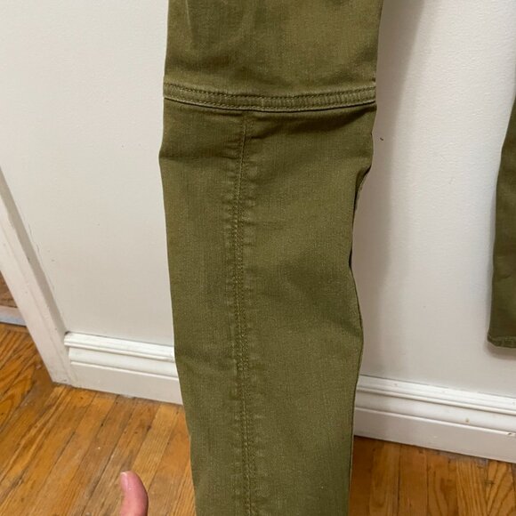 Anthropologie Army Green Moto Zippered High-Rise Denim Leggings Sz 26 Petite - Picture 11 of 16